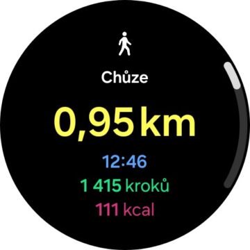 Galaxy Watch Ultra S Health měření chůze výsledek, vzdálenost