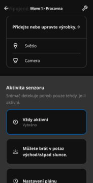 IKEA Home Smart konfigurace detektoru pohybu, aktivita