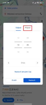 Nastavení času příjezdu