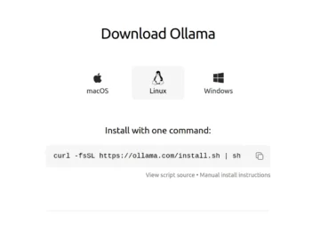 Příkaz pro stažení Ollama na Linux z oficiální stránky