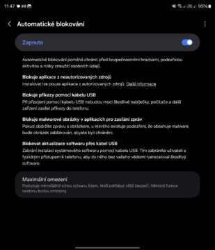 One UI 6.1.1 Automatické blokování