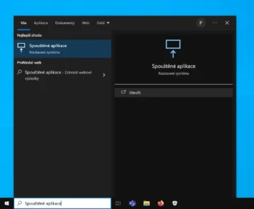 Vyhledání spouštěných aplikací ve Windows