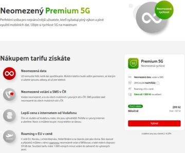 tarif neomezený premium 5g sleva vodafone