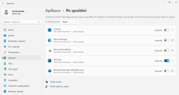 Aplikace zapínané po spuštění ve Windows 11