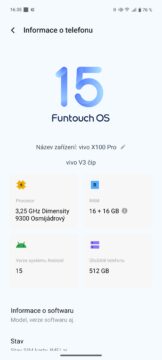 Vivo X100 Pro dostává Android 15 aktualizaci