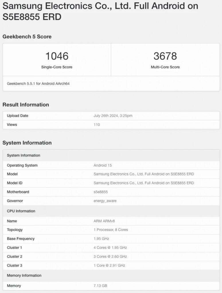 Galaxy A56 geekbench