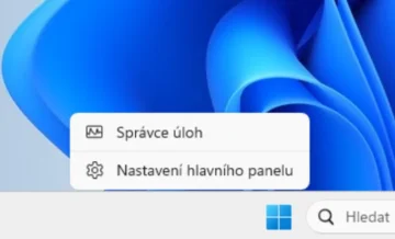 Zobrazené možnosti po kliknutí pravým tlačítkem myši na spodní lištu ve Windows 11