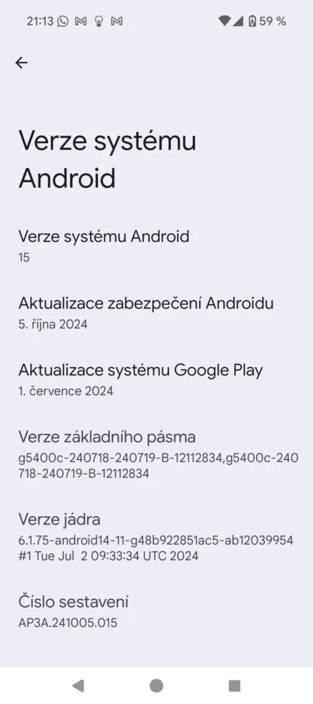 Android 15 po aktualizaci