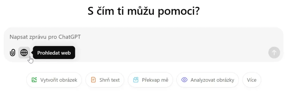 Vyhledávání na webu pro ChatGPT