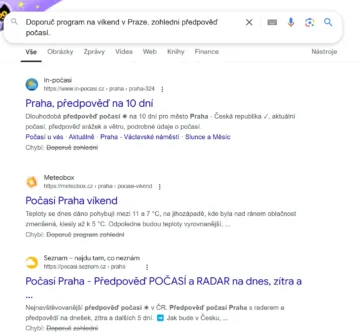 Doporučení programu na základě předpovědi počasí od Google