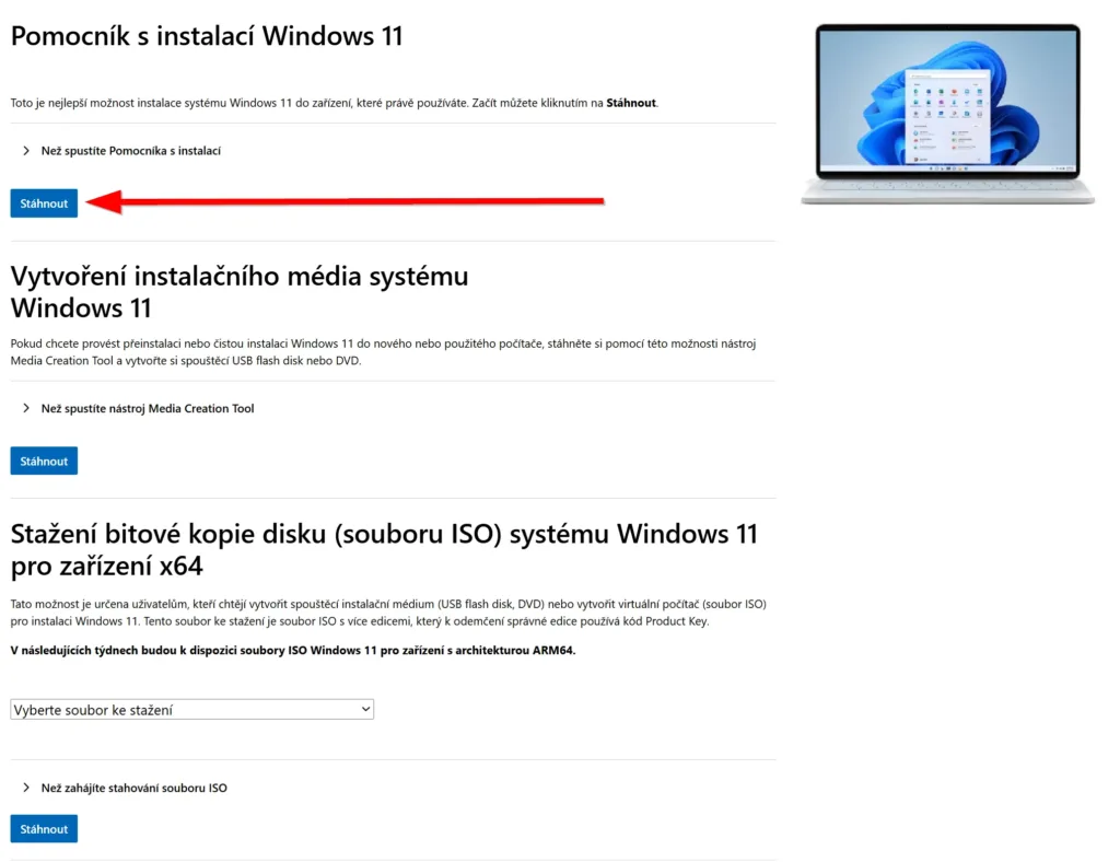 stažení pomocníka instalace windows 11