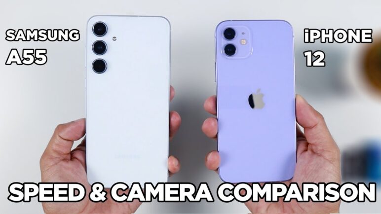 Samsung A55 vs iPhone 12 SPEED TEST & CAMERA Comparison | Zeibiz