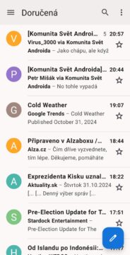 Thunderbird, přehled emailů