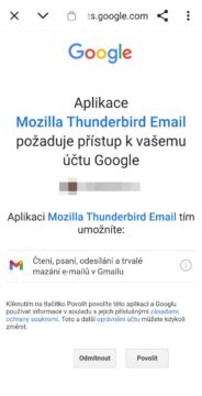 Thunderbird, oprávnění