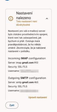 Thunderbird, nastavení emailu