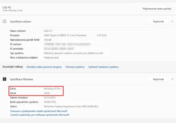 Verze systému ve Windows 11