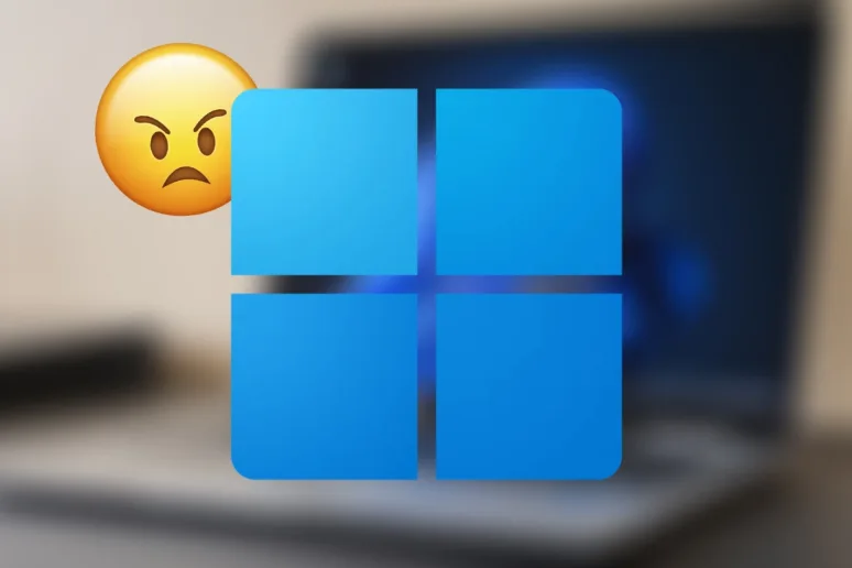 windows 11 logo notebook naštavný smajlík