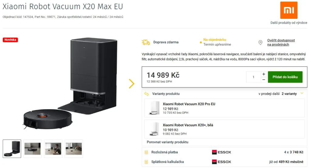 Xiaomi Robot Vacuum X20 Max česká cena