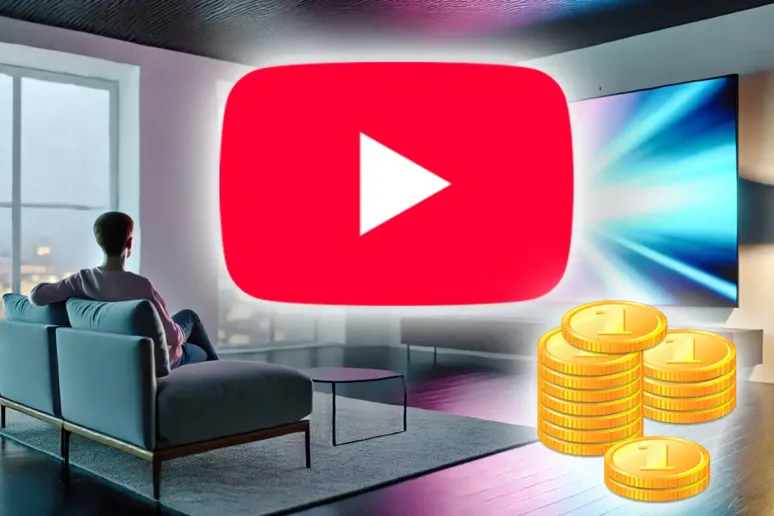 Muž sleduje YouTube Premium