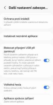 Blokování připojení USB