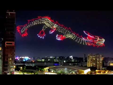 Dragon Boat Show with 1500 drones in Shenzhen, China, #drone light show