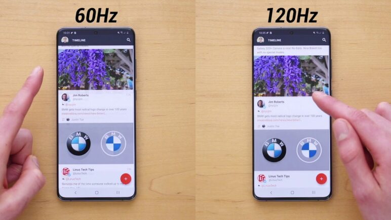 Galaxy S20 60Hz vs 120Hz Display Refresh Rate Comparison