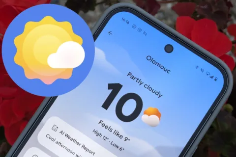 Aplikace Počasí Pixel Weather na telefonu Google Pixel 9 Pro XL