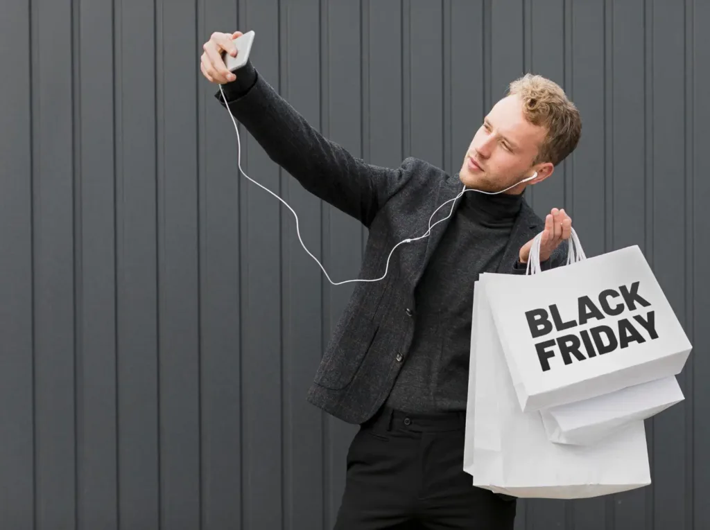 muž selfie Black Friday