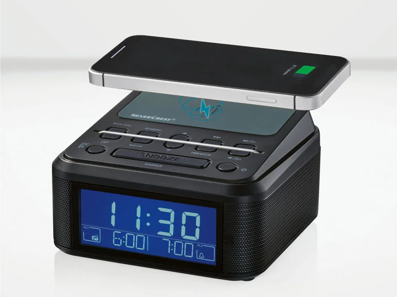 radio alarm clock with qi charging