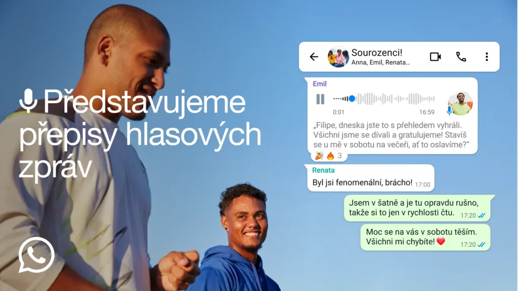 WhatsApp přepis hlasových zpráv