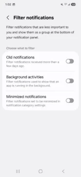 Filtr notifikací v One UI 7