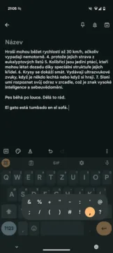 Gboard nabídka tečky