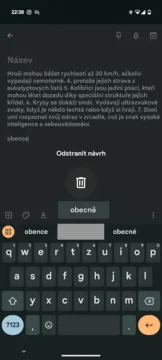 Gboard pruh návrhů