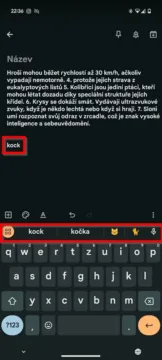 Gboard pruh návrhů