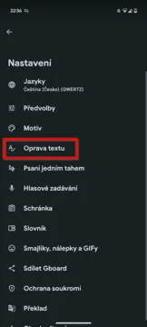 Gboard pruh návrhů