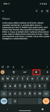 Gboard oprava textu