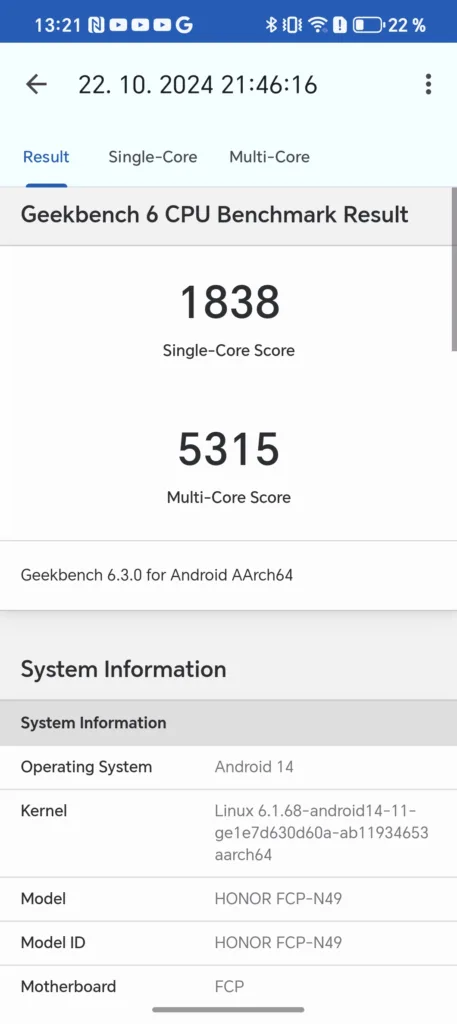 geekbench honor magic v3