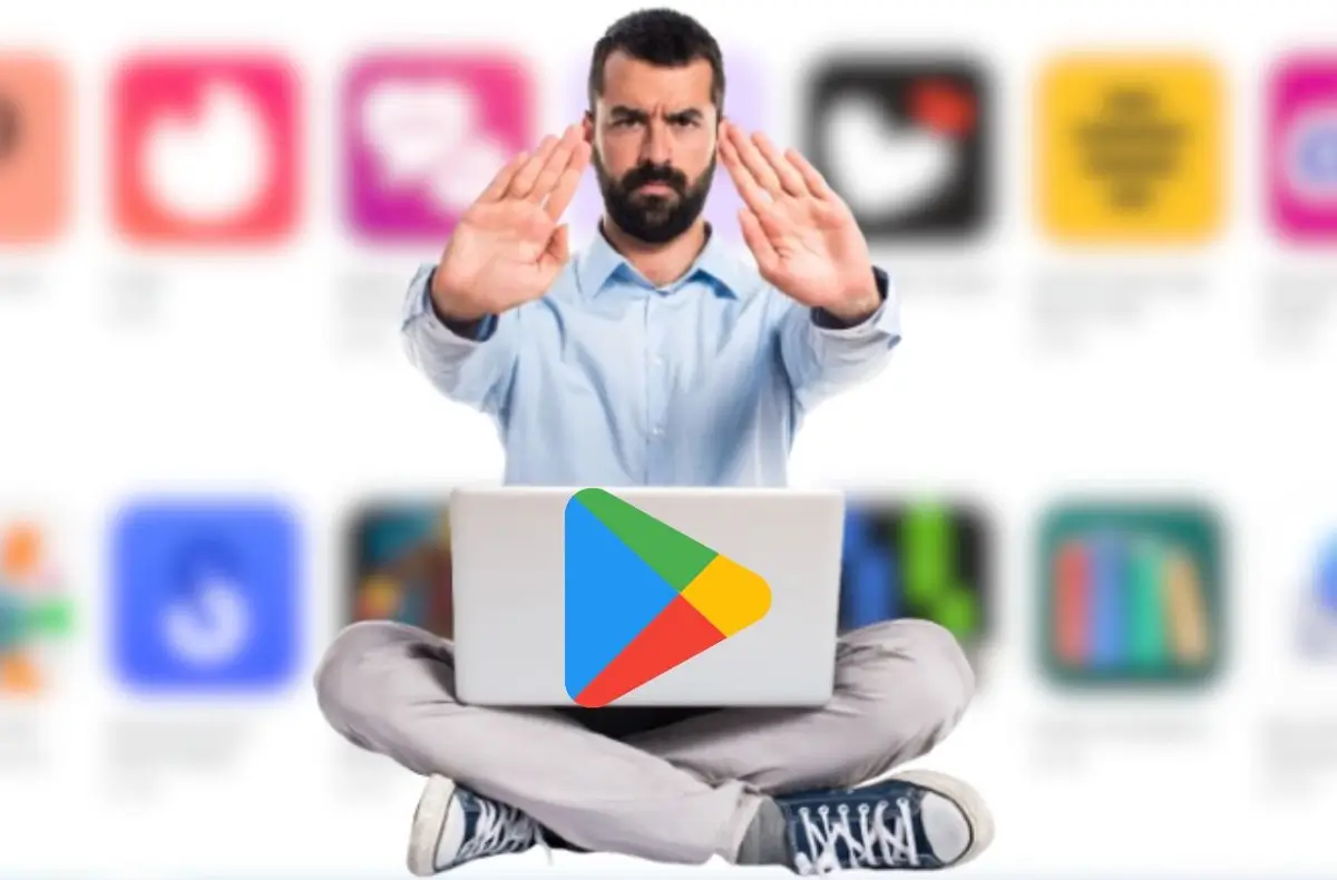 muž zabraňující vstupu na Google Play