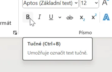 Klávesová zkratka Ctrl-B