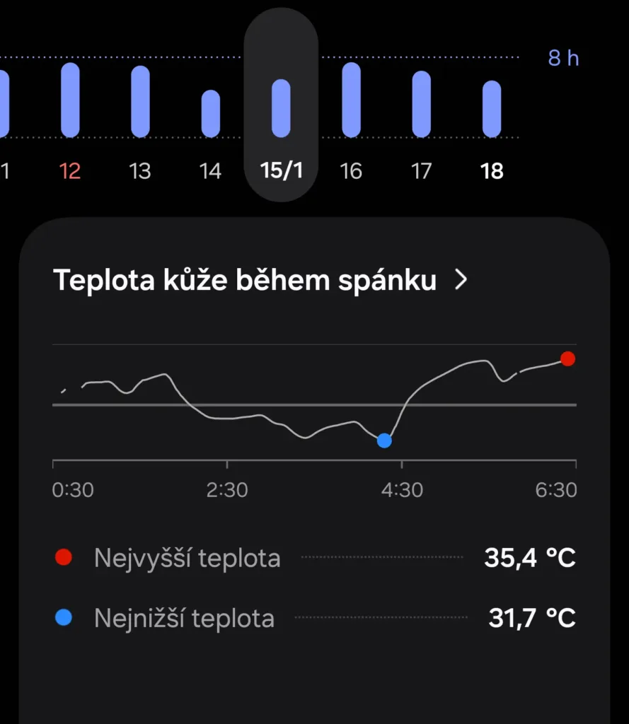 galaxy watch teplota kuze