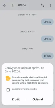 Potvrzení odeslání prémiové SMS