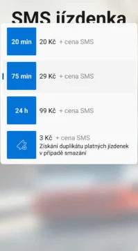 SMS jízdenka, výběr jízdenky