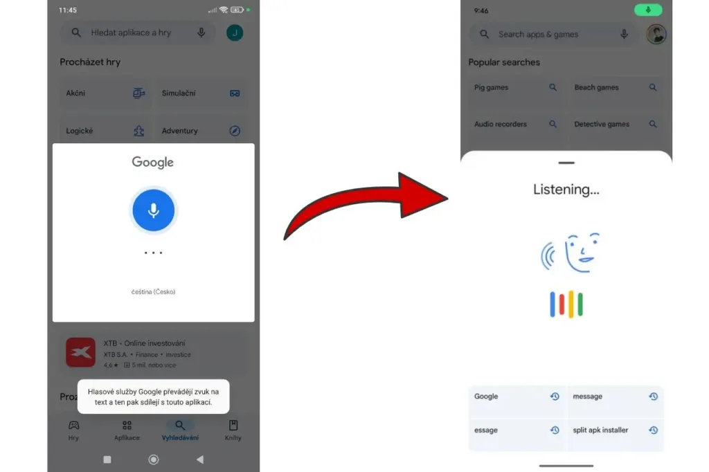 změna v hlasovém vyhledávání na Google Play