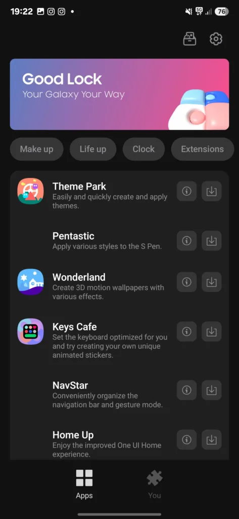 Samsung One UI 7 good lock aplikace