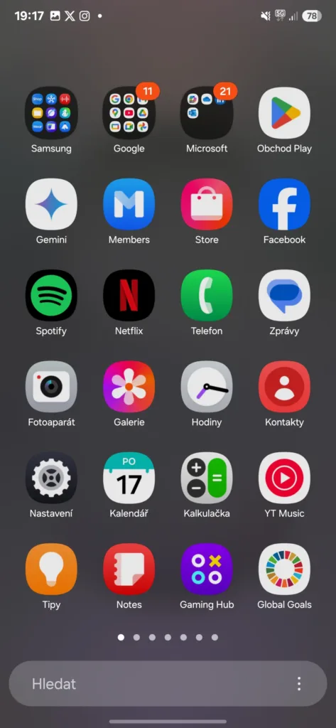 Samsung One UI 7 šuplík aplikací