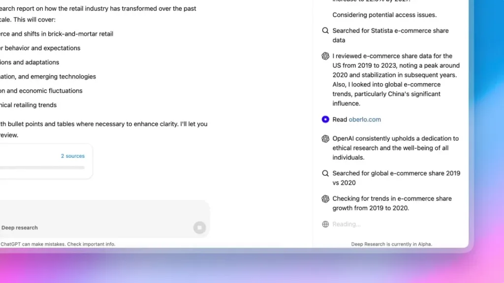 ChatGPT deep research