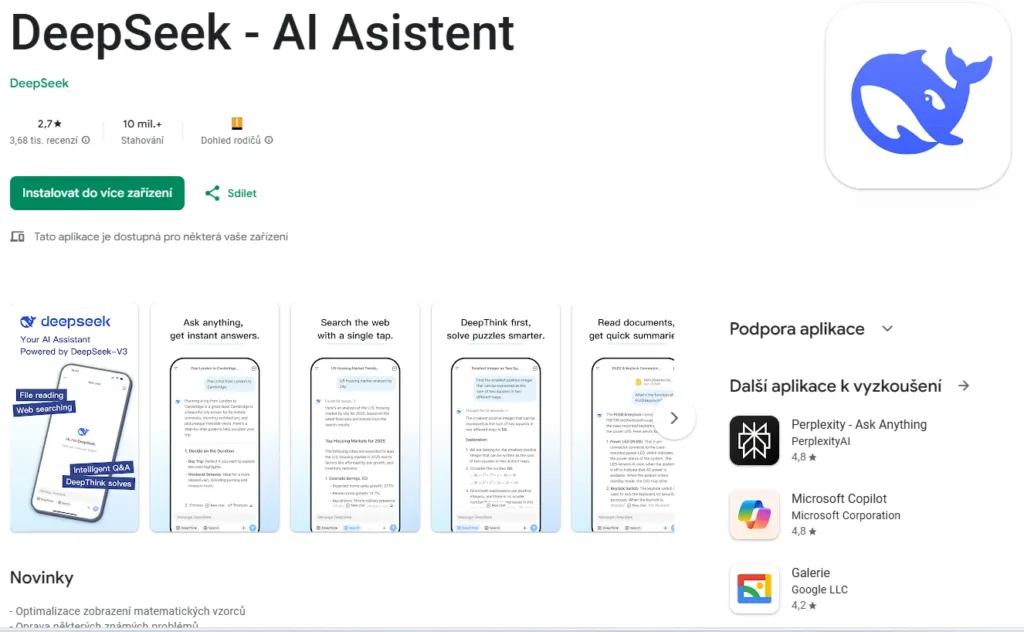 DeepSeek v Google Play