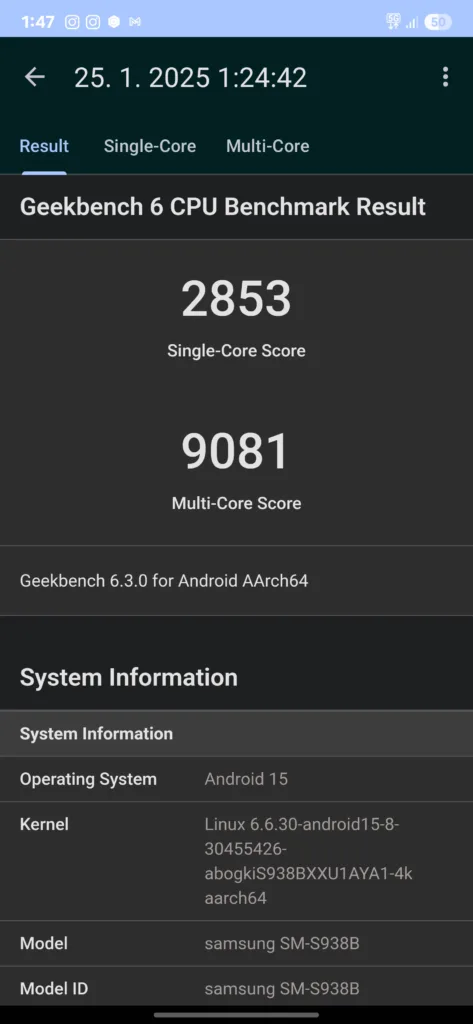 galaxy s25 ultra geekbench 6