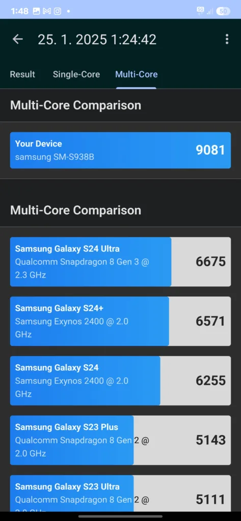 geekbench 6 multi core galaxy s25 ultra