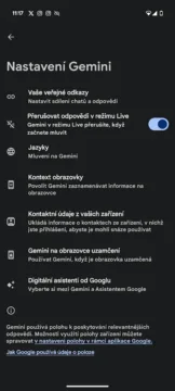 Gemini Live přerušení skokem do řeči